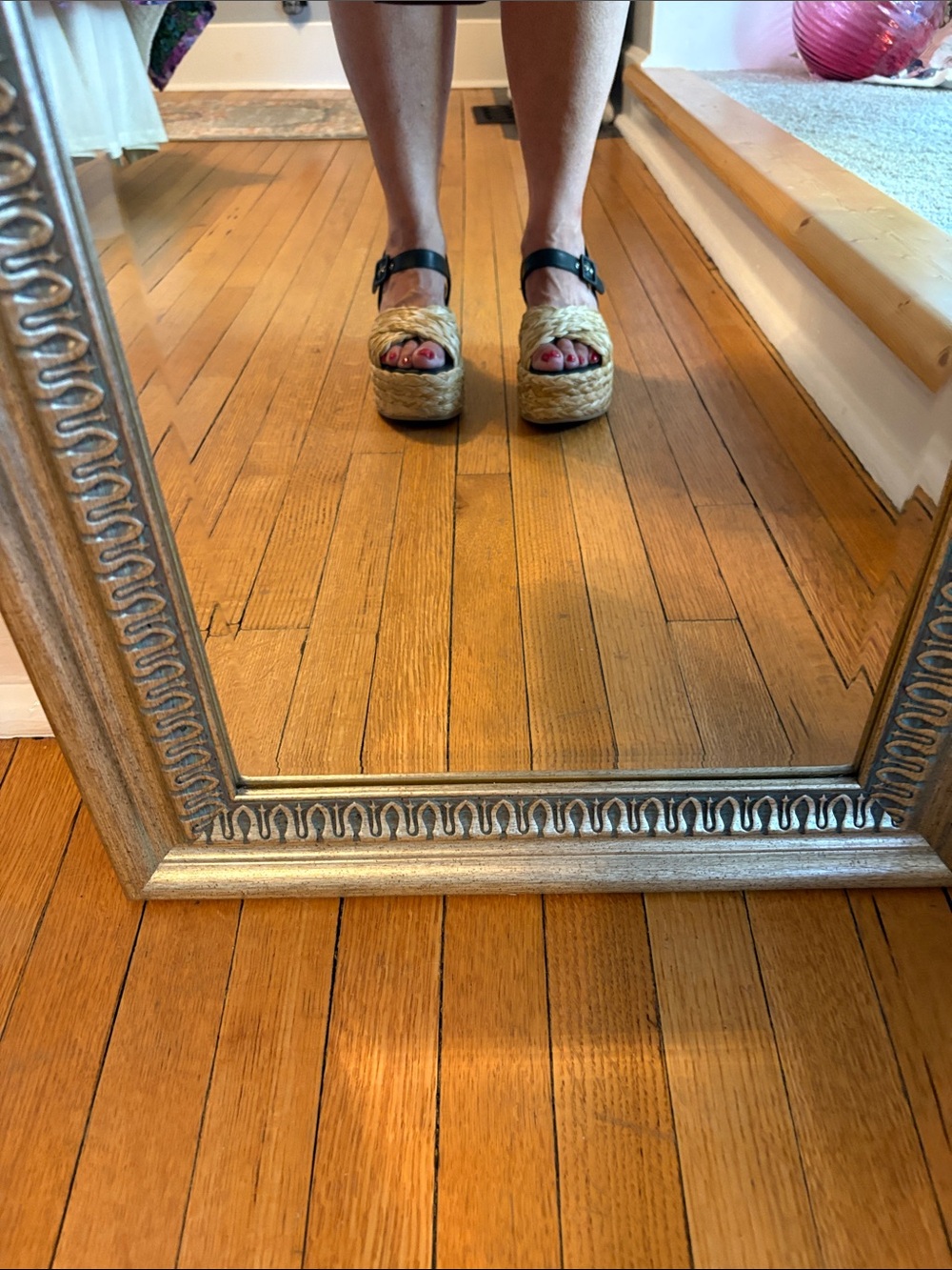 M. Gemi The Tessa Raffia Shoe. Natural raffia with black top and trim. - Picture 4 of 11